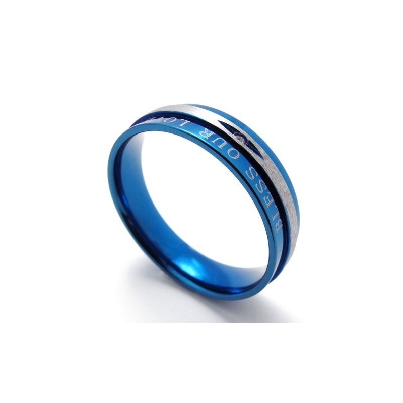 Anello In Titanio Blu Con Diamanti Anello In Titanio Blu Con Diamanti