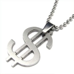 Collana Con Ciondolo In Titanio Puro Con Simbolo Del Dollaro, Uomo Alla Moda, Catena Gratuita