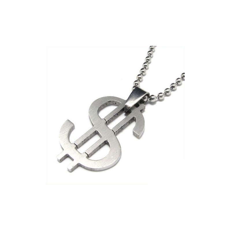 Collana Con Ciondolo In Titanio Puro Con Simbolo Del Dollaro, Uomo Alla Moda, Catena Gratuita Collana Con Ciondolo In Titanio Puro Con Simbolo Del Dollaro, Uomo Alla Moda, Catena Gratuita
