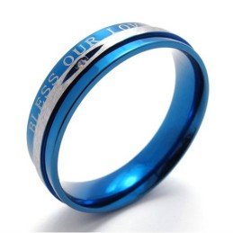 Anello In Titanio Blu Con Diamanti