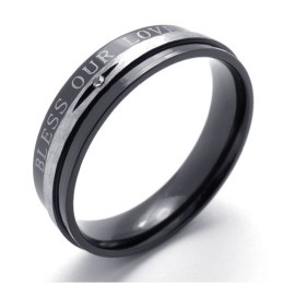 Anello In Titanio Nero Con Diamanti