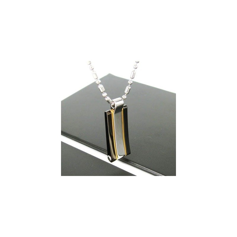 Collana Con Ciondolo In Acciaio Al Titanio Lucido Con Finitura Oro 24 Carati Sutra Man Collana Con Ciondolo In Acciaio Al Titanio Lucido Con Finitura Oro 24 Carati Sutra Man