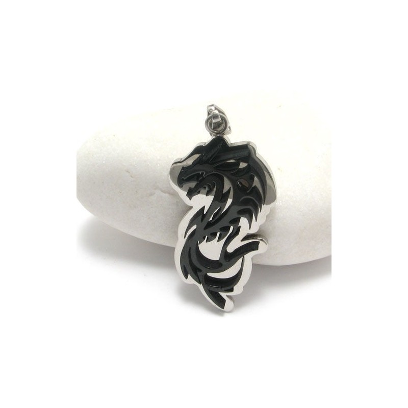 Collana Con Ciondolo In Titanio Puro Con Drago Nero Da Uomo, Regalo Collana Con Ciondolo In Titanio Puro Con Drago Nero Da Uomo, Regalo