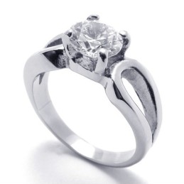 Anello In Titanio Con Diamanti Da Donna