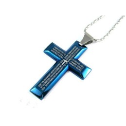 Ciondolo In Titanio Puro Con Croce Blu Da Uomo, Regalo