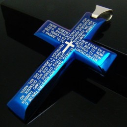 Ciondolo In Titanio Puro Con Croce Blu Da Uomo, Regalo