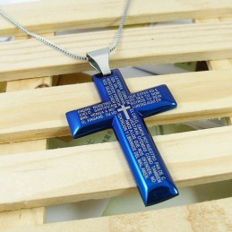 Ciondolo In Titanio Puro Con Croce Blu Da Uomo, Regalo