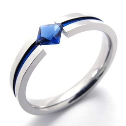 Anello In Titanio Con Diamante Blu