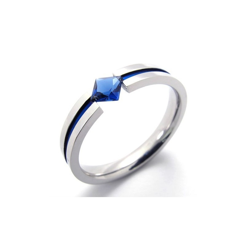 Anello In Titanio Con Diamante Blu Anello In Titanio Con Diamante Blu