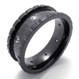 Anello In Titanio Con Diamante Nero