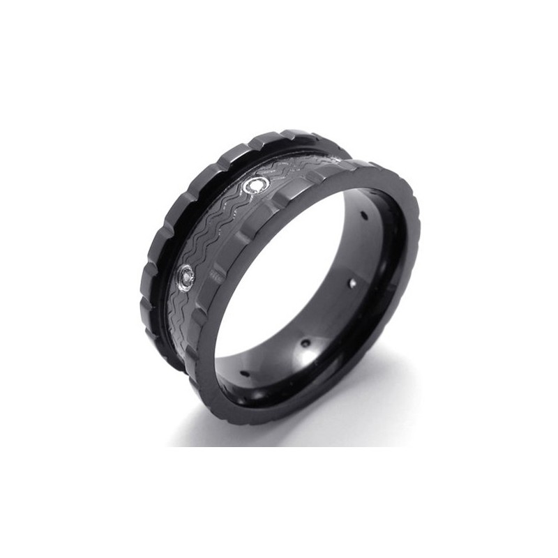 Anello In Titanio Con Diamante Nero Anello In Titanio Con Diamante Nero