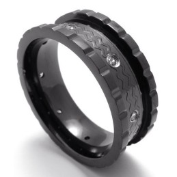 Anello In Titanio Con Diamante Nero