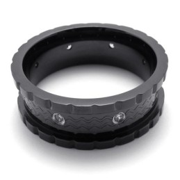 Anello In Titanio Con Diamante Nero