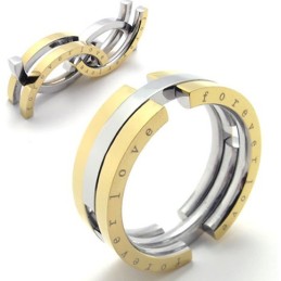 Anello In Titanio Oro Puzzle