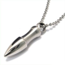 Collana Con Ciondolo In Titanio Puro A Forma Di Proiettile Solido Da Uomo (Confezione Inclusa)