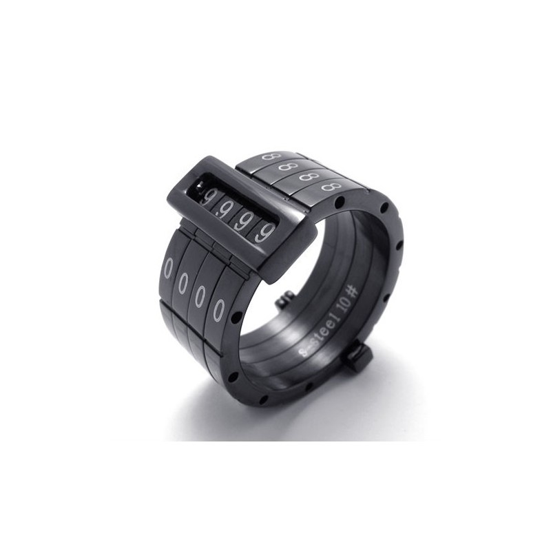 Anello In Titanio Per Amanti Del Codice Puzzle Nero Anello In Titanio Per Amanti Del Codice Puzzle Nero