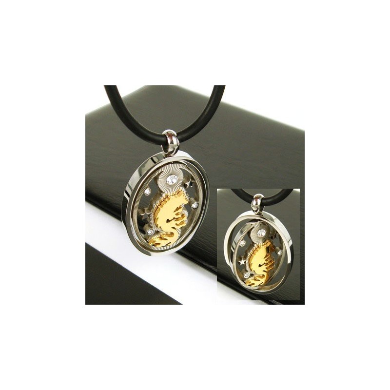 Collana Con Ciondolo In Titanio Puro E Pietra Preziosa Con Lupo Dorato Spinner Da Uomo Collana Con Ciondolo In Titanio Puro E Pietra Preziosa Con Lupo Dorato Spinner Da Uomo