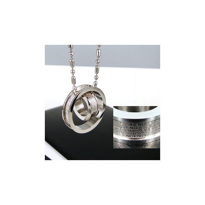 Collana Con Ciondolo A Forma Di Croce Bibbia In Titanio Puro Da Uomo A 2 Cerchi Collana Con Ciondolo A Forma Di Croce Bibbia In Titanio Puro Da Uomo A 2 Cerchi