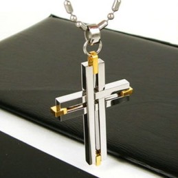 Collana Con Ciondolo A Croce Splendente In Titanio Puro Da Uomo, Catena Gratuita