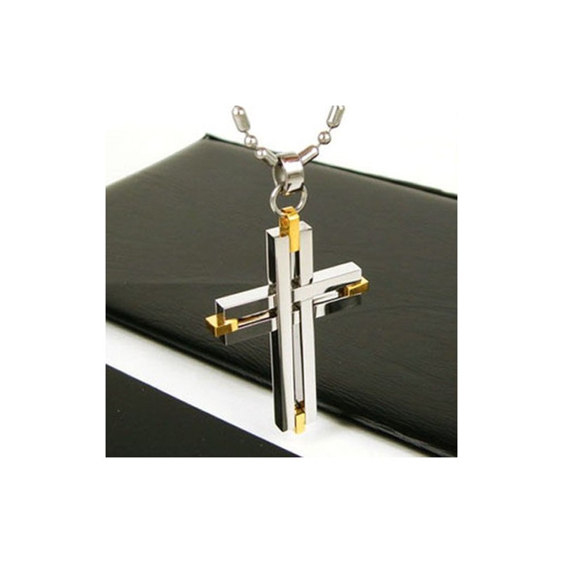 Collana Con Ciondolo A Croce Splendente In Titanio Puro Da Uomo, Catena Gratuita Collana Con Ciondolo A Croce Splendente In Titanio Puro Da Uomo, Catena Gratuita