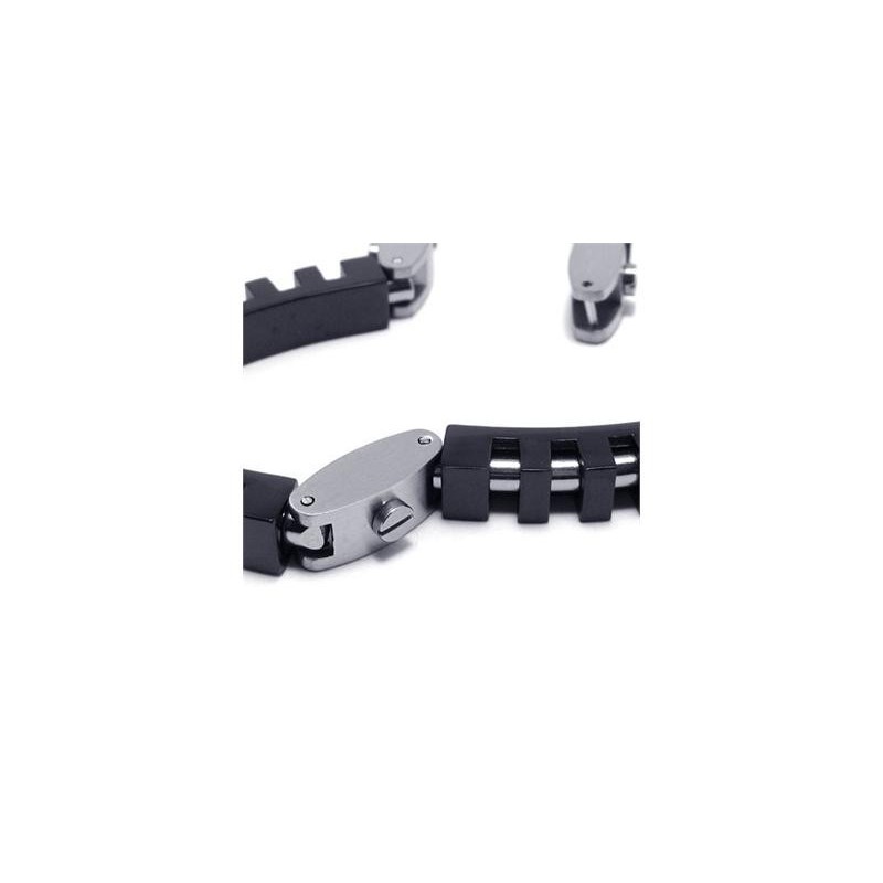 Bracciale Con Ciondolo In Titanio Puro Argento Nero Da Uomo E Ragazzo Bracciale Con Ciondolo In Titanio Puro Argento Nero Da Uomo E Ragazzo