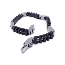 Bracciale Con Ciondolo In Titanio Puro Argento Nero Da Uomo E Ragazzo
