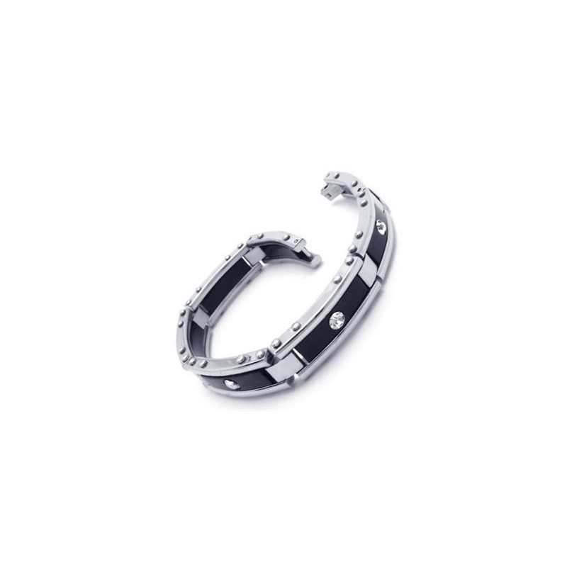 Bracciale Da Uomo In Titanio Puro Argento Nero E Gomma Bracciale Da Uomo In Titanio Puro Argento Nero E Gomma