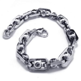Bracciale Con Catena In Titanio Puro E Argento Con Ciondolo Da Uomo