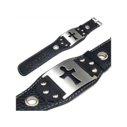 Bracciale Rigido In Pelle Di Titanio Puro Da Uomo E Ragazzo Con Croce
