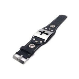 Bracciale Rigido In Pelle Di Titanio Puro Da Uomo E Ragazzo Con Croce
