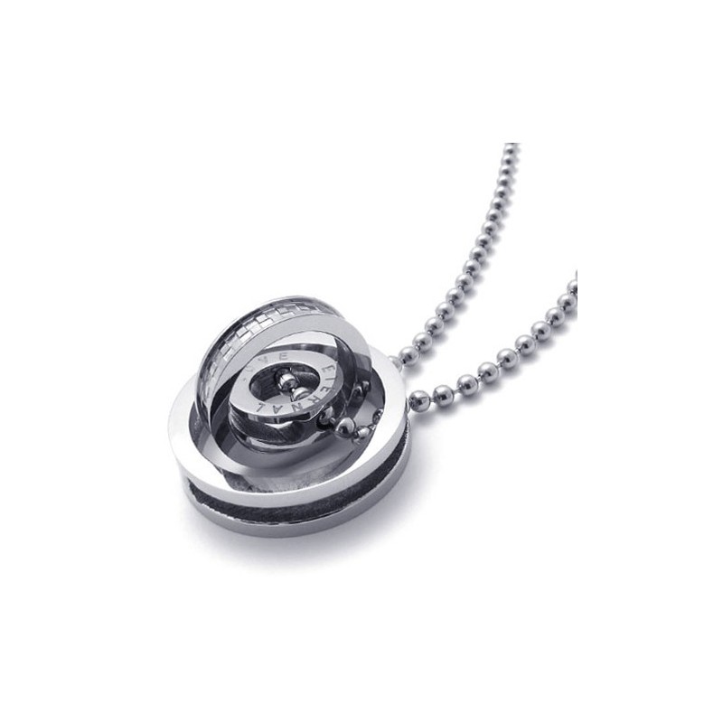 Ciondolo In Titanio Con Anelli Multipli In Argento Per Amanti Ciondolo In Titanio Con Anelli Multipli In Argento Per Amanti