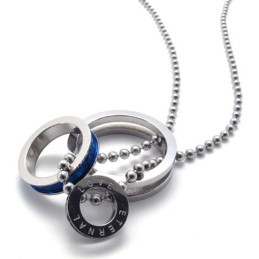 Ciondolo In Titanio Con Anelli Multipli Blu Accentati Per Amanti