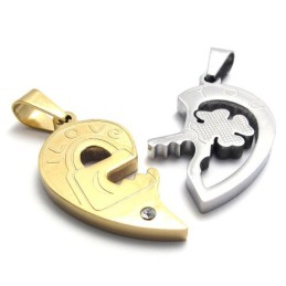 Ciondolo In Titanio Con Accenti Dorati Per Gli Amanti