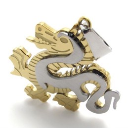 Ciondolo In Titanio Con Drago D'Oro