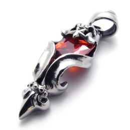 Ciondolo In Titanio Con Diamante Rosso