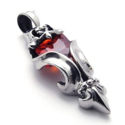 Ciondolo In Titanio Con Diamante Rosso