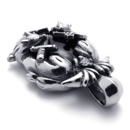 Ciondolo In Titanio Con Gemma Nera A Forma Di Croce