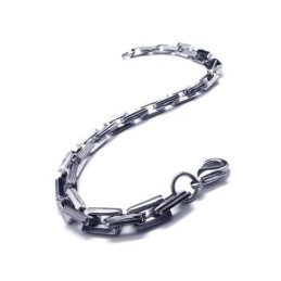 Bracciale Da Uomo Con Maglie In Titanio Puro Argento E Ciondolo Per Ragazzo