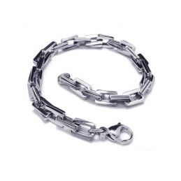 Bracciale Da Uomo Con Maglie In Titanio Puro Argento E Ciondolo Per Ragazzo