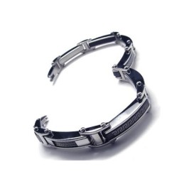 Bracciale Con Ciondolo In Titanio Puro Nero Argento Da Uomo E Ragazzo