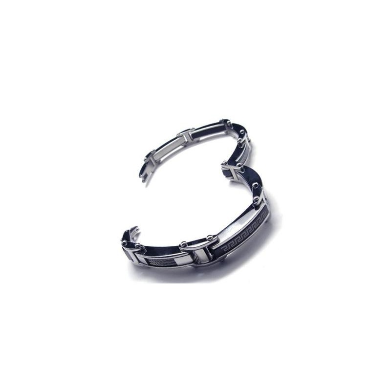 Bracciale Con Ciondolo In Titanio Puro Nero Argento Da Uomo E Ragazzo Bracciale Con Ciondolo In Titanio Puro Nero Argento Da Uomo E Ragazzo