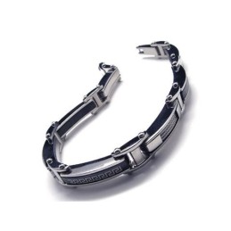 Bracciale Con Ciondolo In Titanio Puro Nero Argento Da Uomo E Ragazzo