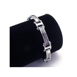Bracciale Con Ciondolo In Titanio Puro Nero Argento Da Uomo E Ragazzo