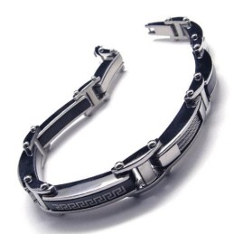 Bracciale Con Ciondolo In Titanio Puro Nero Argento Da Uomo E Ragazzo