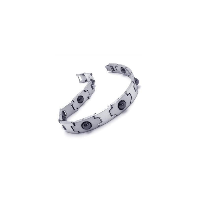 Bracciale Magnetico In Titanio Puro Nero E Argento Da Uomo Bracciale Magnetico In Titanio Puro Nero E Argento Da Uomo