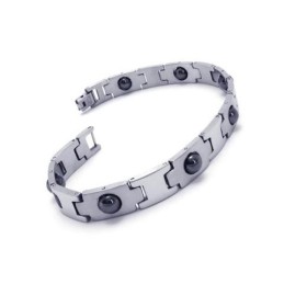 Bracciale Magnetico In Titanio Puro Nero E Argento Da Uomo