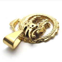 Ciondolo In Titanio Con Drago D'Oro