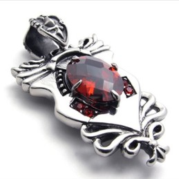 Ciondolo In Titanio Con Diamante Rosso