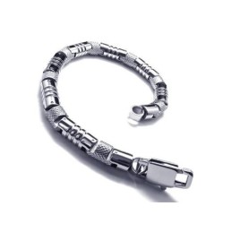 Bracciale Rigido Da Uomo In Argento 316L E Titanio Puro