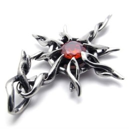 Ciondolo In Titanio Con Diamante Rosso